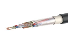 Marine fire-resistant cable of SPCEVng(A)-FRHF grade with insulation made of cross-linked polyethylene, with an individual scree