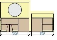 Play furniture corner mod.1 "Junior".Size (w x d x h): 1050/800 x 400 x 1100/670mm. (Furniture for kindergartens brand "Interior