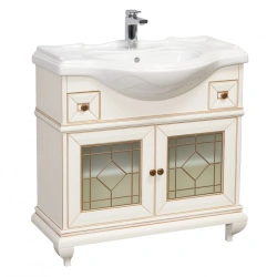 Bathroom cabinet under sink Aquaton Beatrice 85 ivory with patina 1A191701BEM601.A191.7.01B.EM6.0