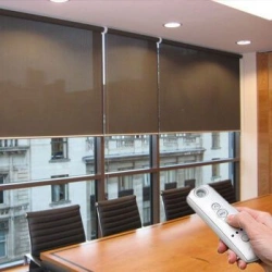 Roller blinds with electric motor and remote control