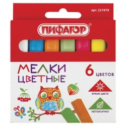 PIFAGOR coloured chalk, set of 6 pieces, square