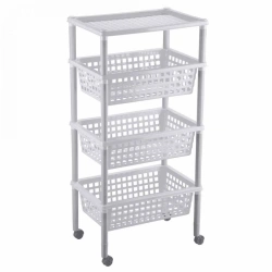 4312406; Shelf unit "ELIZA" 3 Baskets + 1 shelf 420X290X880 mm (Light grey)