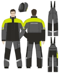 Men's suit (jacket, dungaree) for protection against general industrial pollution and mechanical effects: cuts, in