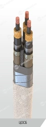 Power cable with copper conductors with paper insulation impregnated with viscous or non-flowing composition for voltage of 35 k