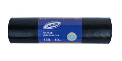 LDPE waste bags 160l 80 micron 10pcs/roll, black 90x110cm Luscan