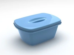 Polymeric containers with perforated tray and lid for pre-sterilisation cleaning, chemical disinfection and sterilisation.