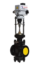 Double-seat regulating valve with electric actuator, type KR double-seat with IMI; DN 25-80; PN 16
