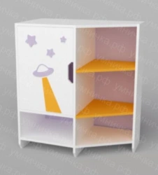 Children's corner shelving unit with door "Cosmos" FS-8K001