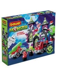 Bauer children's educational construction toy "Monster Blox" set "Medium haunted house, cannon-car and 3 hunts" set