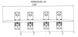 Counter rail from profile SP850 with complete set of pads with stop and fastenings for SP t. R65 m 2/9 av. R65 m 2/9 pr. 1684 (M