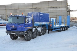 Semitrailer Politrans 94163-032. In design: metal platform with straight load platform, with flatbed in the front
