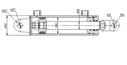 Hydraulic cylinder 1164.00.00.00.00 (80x40-200(-400), mm), 16MPa