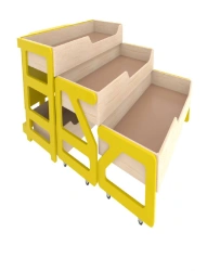 Children's three-drawer pull-out bed 1400 / yellow