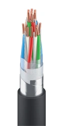 Cable for signalling and interlocking, with water-blocking elements, not spreading combustion, in sheath or protective hose