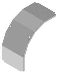 Tray cover for 90 degree angle radius vertical external tray KL 000x000 V90R15, with overall dimensions from 100x40 mm