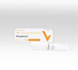 Dental material for antiseptic treatment of periodontal tissues and caries prevention "FluorAsept"