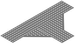 Bottom base of cable girder T-branch DKZ 000 T, with overall dimensions from 150 mm to 1000 mm, with thickness of 1,5 mm, with r