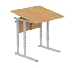 Single-seat adjustable pupil's table with sloping table top, height group from 2 to 6. Models: SURGN-1.