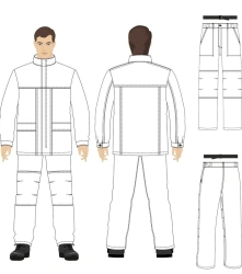 Men's suit (jacket, trousers) against elevated temperatures; against general industrial pollution and mechanical effects (istir)