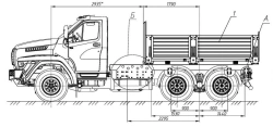 Flatbed truck UST type 5453V6, modifications 5453V6, 5453V6-01, 5453V6-02, 5453V6-03 on chassis Ural 73945-01