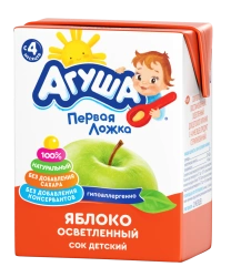 Apple juice with pulp reconstituted "Agusha", 0,2 litre