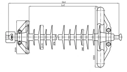 Linear suspended rod insulator with protective sheath made of organosilicon composition LC 160/330-I-4 GP