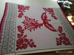 Plaid decorative knitted machine knitting with pattern "Firebird" and floral ornament, material/composition - 100% PAN, size