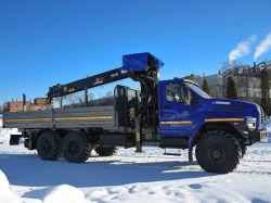 Special purpose vehicle with hydraulic loading crane of MKMA type on the base of URAL 4320 and its modifications U0K06G-LA