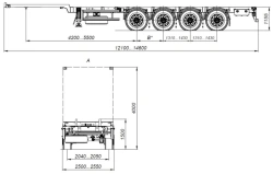 Four-axle container semitrailer AM9460-33S with axles PLANT 1201-2410002T with payload capacity 12 tonnes