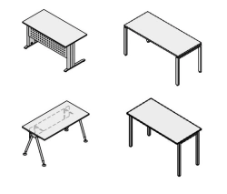 Straight table on metal frame