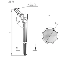 NS W foot, uncemented, revision. Diameter/Length: 24/345 mm. Item No. 090.244.345