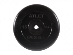 MB-AtletB31-15 Athlete rubber disc, black, 31 mm, 15 kg