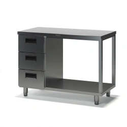 Table pedestal SVD-1 with drawers (stainless steel), without edge