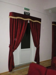 Door curtains, on a curtain tape (functional and decorative curtain of dense fabric materials)