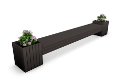 Straight bench with 2 cachepots