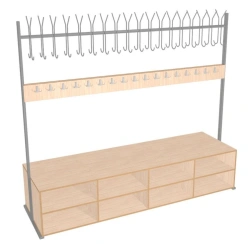 Clothes hangers section with hooks and shelves for shoes art. U.10.04