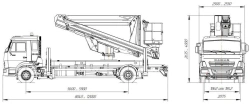 Means of transport equipped with lifts with working platforms R180T,VA180T Velmash-S type 57510 modifications: 57510H on the bas
