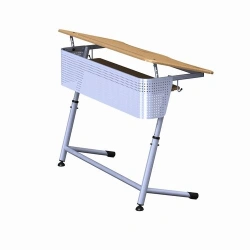 Non-adjustable two-seat pupil's table on a metal frame, height groups ? 0;1;2;3;4;5;6;7.