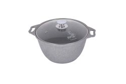 Cast aluminium 1L saucepan (with non-stick coating) Kukmara TM, with glass lid, "Marble" line