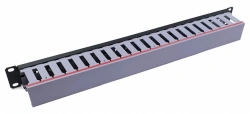 Horizontal cable organiser with plastic cover