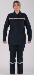 Special women's clothing for protection against general industrial pollution and mechanical effects (abrasion) made of cotton-po