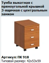 "Profi" Pull-out cabinet with rectangular cover 3 drawers with central lock article PK 918