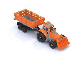 Tractor with grader and trailer
