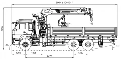 Crane-manipulator truck KMA-150-1 with additional equipment (working platform) and its modifications (special, cargo flatbed equ