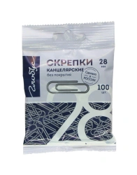Paper clips 28 mm 100 pcs. uncoated, Eurosuspended bag