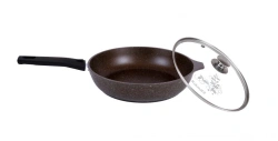 Cast aluminium frying pan 240/60mm (with non-stick coating) TM Kukmara, with removable Bakelite handle, glass lid, line