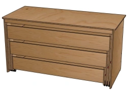 Plywood 3-drawer bed (with drawer)/ K17