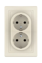 CADUCEUS ALING PRESTIGE flush-mounted double earthed socket without blinds with plastic base 16A, 250V~, beige,