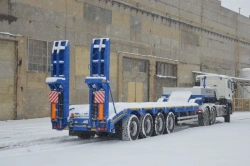 Semitrailer Politrans 94165-012. In design: metal platform with straight load platform, with ladders, with flatbed platform.