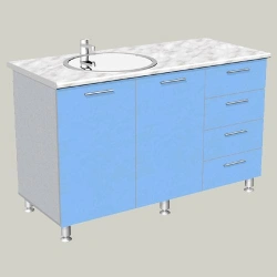 Double-door sink cabinet with four drawers model M-6